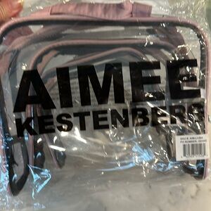 Aimee Kestenberg clear travel zip makeup bag set pink new, 3 in pkg